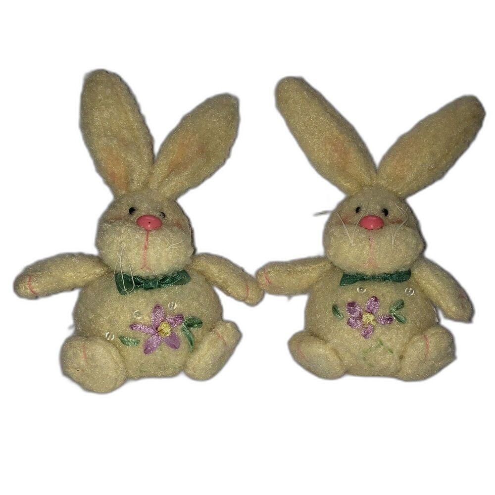 Easter Bunny Couple Pair Small Deorative Shelf Sitters Ornaments NEW